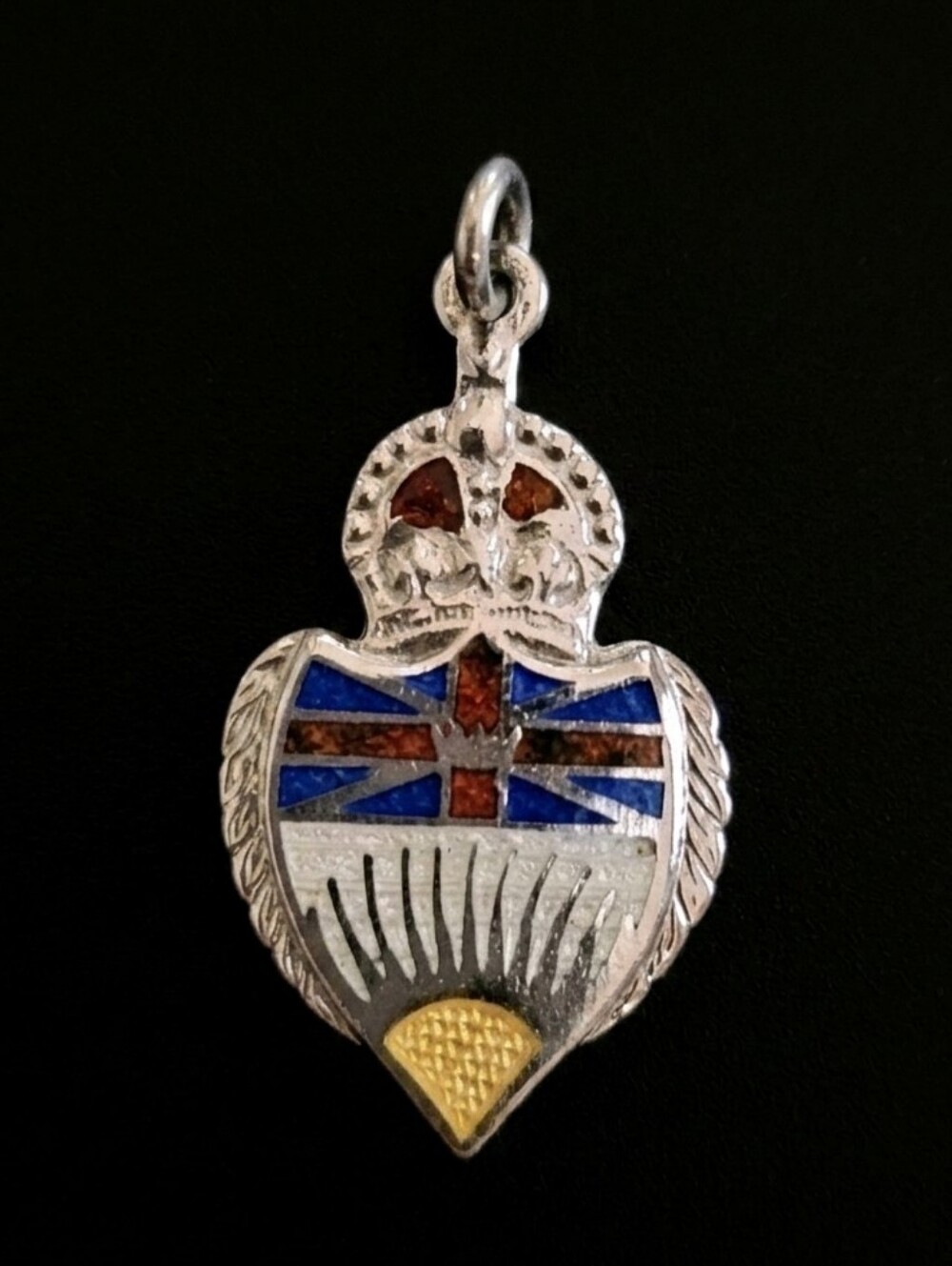 Vintage 60's BMCO Sterling Silver Pendant British Columbia Canada Enamel Shield